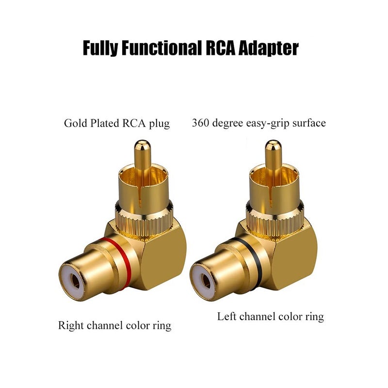 Eightnoo RCA Right Angle Adapter - 90Â° Female to Male Gold-Plated Connector for Wall Mounted TV as Space Saver (6) - Image 4